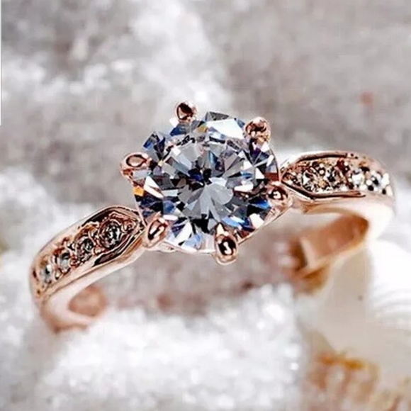 rose gold cz prong round Engagement Jewelry - 18k Rose Gold 1.75 CZ Solitaire Round Ring